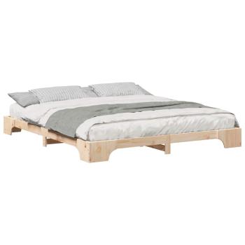 Bodenbettgestell Braun 200 x 210 cm Massivholz Kiefer