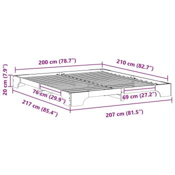 Bodenbettgestell Braun 200 x 210 cm Massivholz Kiefer
