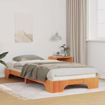 ARDEBO.de - Bodenbettgestell mit Speicher Braun 80 x 220 cm Holz