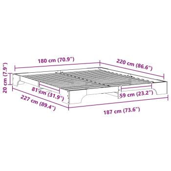 Bodenbettgestell Weiß 180 x 220 cm Massivholz Kiefer