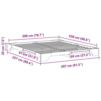 Bodenbettgestell Braun 200 x 220 cm Massivholz Kiefer