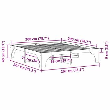 Bodenbettgestell Braun 200 x 200 cm Massivholz Kiefer