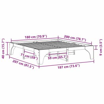Bodenbettgestell Braun 180 x 200 cm Massivholz Kiefer