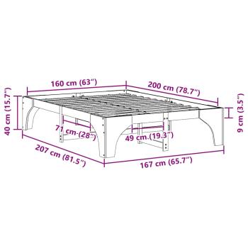 Bodenbettgestell Braun 160 x 200 cm Massivholz Kiefer