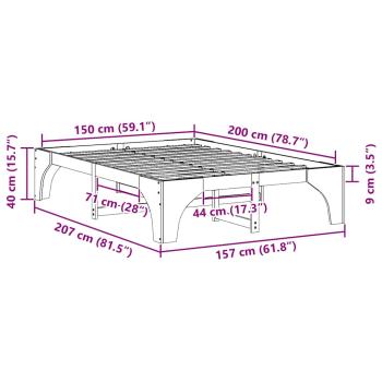 Bodenbettgestell Braun 150 x 200 cm Massivholz Kiefer