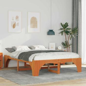 ARDEBO.de - Bodenbettgestell Braun 150 x 200 cm Massivholz Kiefer