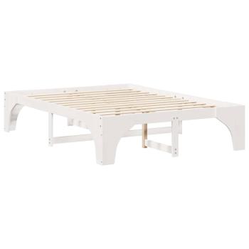 Bodenbettgestell Weiß 140 x 200 cm Massivholz Kiefer