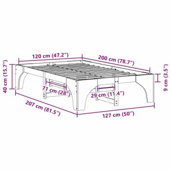 Bodenbettgestell Braun 120 x 200 cm Massivholz Kiefer