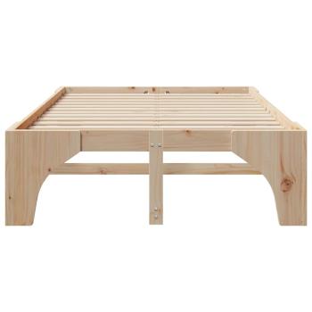 Bodenbettgestell mit Speicher Braun 135 x 190 cm Kiefernholz