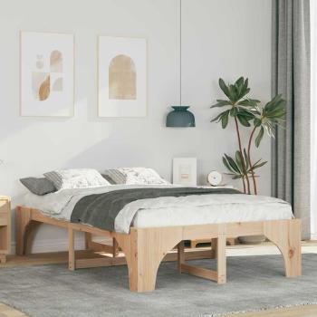 ARDEBO.de - Bodenbettgestell mit Speicher Braun 120 x 190 cm Kiefernholz