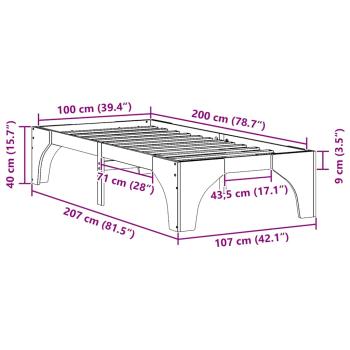 Bodenbettgestell Braun 100 x 200 cm Massivholz Kiefer