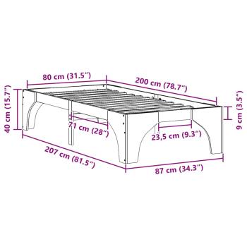 Bodenbettgestell Braun 80 x 200 cm Massivholz Kiefer