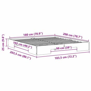 Bodenbettgestell Weiß 180 x 200 cm Massivholz Kiefer