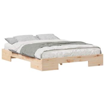 Bodenbettgestell Braun 150 x 200 cm Massivholz Kiefer