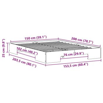 Bodenbettgestell Weiß 150 x 200 cm Massivholz Kiefer