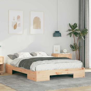 ARDEBO.de - Bodenbettgestell Braun 135 x 190 cm Massivholz Kiefer