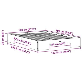 Bodenbettgestell Braun 120 x 190 cm Massivholz Kiefer