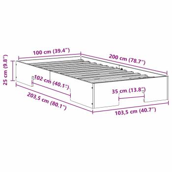 Bodenbettgestell Weiß 100 x 200 cm Massivholz Kiefer