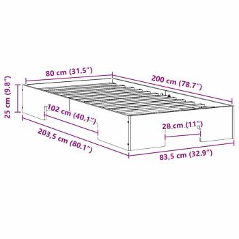Bodenbettgestell Braun 80 x 200 cm Massivholz Kiefer