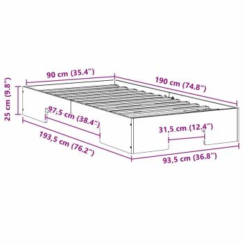 Bodenbettgestell Braun 90 x 190 cm Massivholz Kiefer