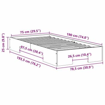 Bodenbettgestell Braun 75 x 190 cm Massivholz Kiefer