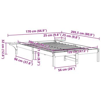Bettgestell mit Nachttischen Weiß 120 x 200 cm Weiß