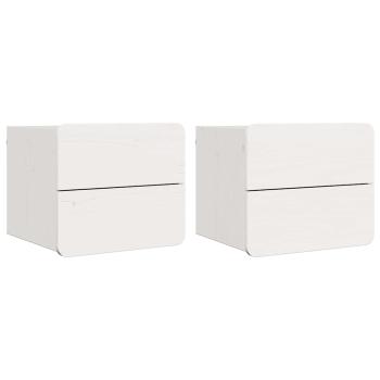ARDEBO.de - Nachttisch 2 pcs Weiß 39 x 34 x 33 cm Massiv-Fichtenholz