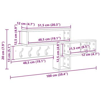 Wandmontierter Kleiderständer Räuchereiche 100 x 12 x 43,5 cm