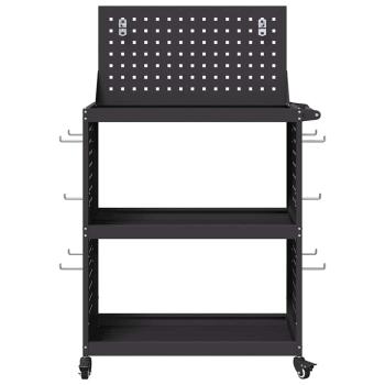 Werkzeugwagen mit Regal mit Rad mit Speicher Schwarz 65 x 35 x 111 cm Metall