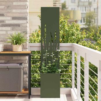 ARDEBO.de - Blumentopf mit dekorativem Paneel Olivgrün 32 x 140 cm