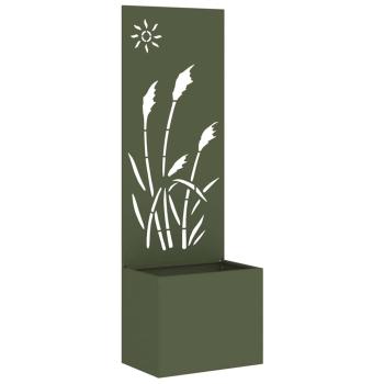 Blumentopf mit dekorativem Paneel Olivgrün 50 x 140 cm