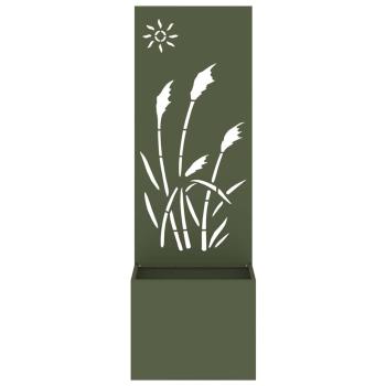 Blumentopf mit dekorativem Paneel Olivgrün 50 x 140 cm