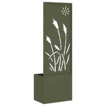 Blumentopf mit dekorativem Paneel Olivgrün 50 x 140 cm