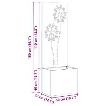 Blumentopf mit dekorativem Paneel Weiß 50 x 140 cm