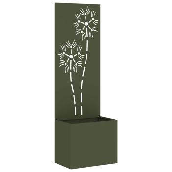 Blumentopf mit dekorativem Paneel Olivgrün 50 x 140 cm