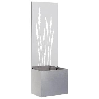 Blumentopf mit dekorativem Paneel Silber 50 x 140 cm Edelstahl