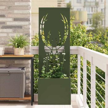 ARDEBO.de - Blumentopf mit dekorativem Paneel Olivgrün 50 x 140 cm