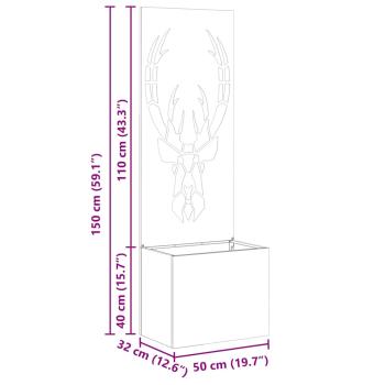 ARDEBO.de - Blumentopf mit dekorativem Paneel Silber 50 x 140 cm