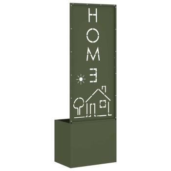 Blumentopf mit dekorativem Paneel Olivgrün 50 x 140 cm