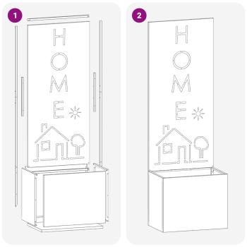 Blumentopf mit dekorativem Paneel Silber 50 x 140 cm