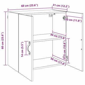 Wandschrank Schwarze Eiche 60 x 31 x 60 cm Holzwerkstoff
