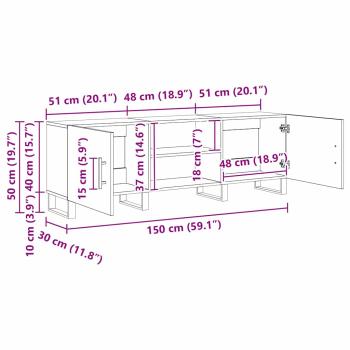 TV-Schränk mit Regal mit Speicher mit Tür 150 x 30 x 50 cm Holzwerkstoff