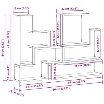 Wandwürfel mit Regal Wandmontiert Sonstiges mit Speicher Altholz 96 x 12 x 64 cm Holzwerkstoff