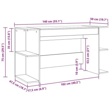 Schreibtisch Schwarze Eiche 140 x 50 x 75 cm Holzwerkstoff