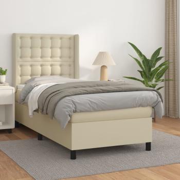 ARDEBO.de - Boxspringbett mit Matratze Creme 100x200 cm Kunstleder
