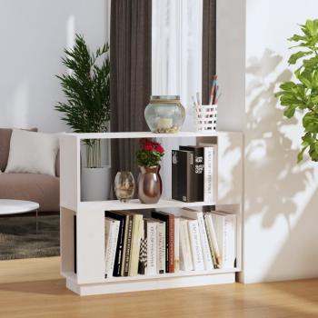 ARDEBO.de - Bücherregal/Raumteiler Weiß 80x25x70 cm Massivholz Kiefer