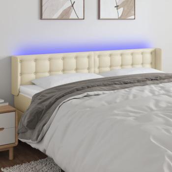 ARDEBO.de - LED Kopfteil Creme 203x16x78/88 cm Kunstleder