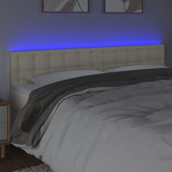 LED Kopfteil Creme 200x5x78/88 cm Kunstleder