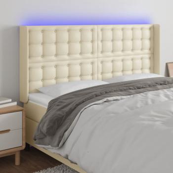 ARDEBO.de - LED Kopfteil Creme 203x16x118/128 cm Kunstleder