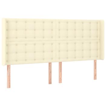 LED Kopfteil Creme 203x16x118/128 cm Kunstleder